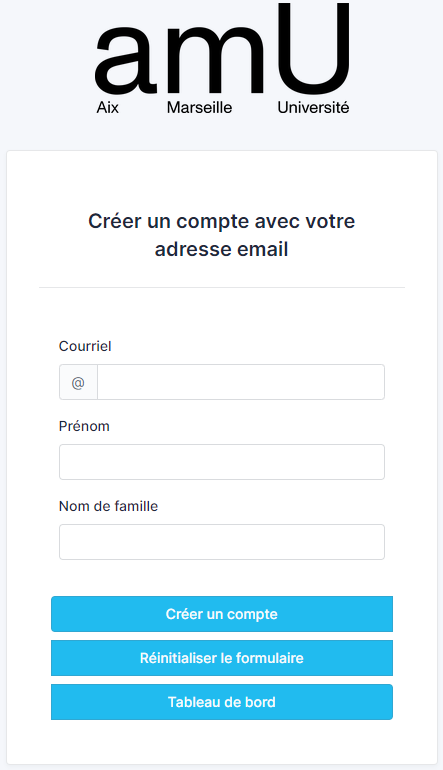 facilitamu : 2e écran de l'interface de création de compte avec adresse email perso
